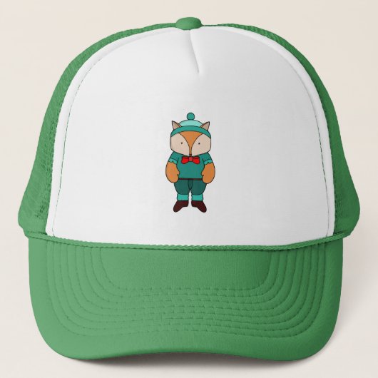 Cute groene vos trucker pet (Voorkant)