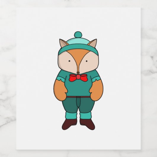 Cute groene vos wijn etiket (Enkel label)