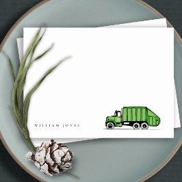 Cute Groene Vuilniswagen Kinderen Verjaardag Elke Notitiekaartje