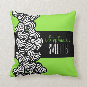 Cute groene zebra hart Sweet 16 verjaardag kussen
