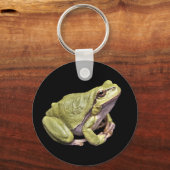 Cute Groene Zen Kikker Meditatieve Boomkikker Zwar Sleutelhanger (Voorkant)
