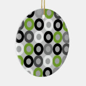 Cute groene zwart-witstippen vectorpatroon keramisch ornament (Rechts)