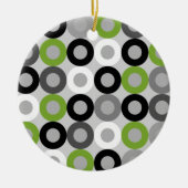 Cute groene zwart-witstippen vectorpatroon keramisch ornament (Voorkant)