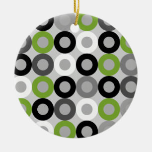 Cute groene zwart-witstippen vectorpatroon keramisch ornament