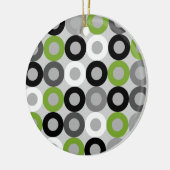 Cute groene zwart-witstippen vectorpatroon keramisch ornament (Links)