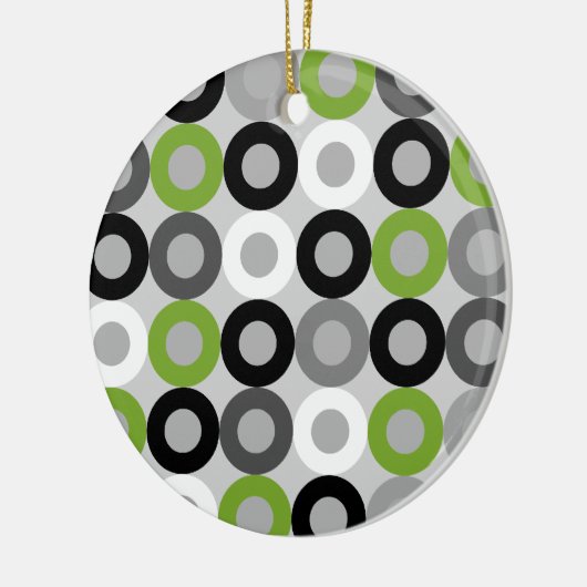 Cute groene zwart-witstippen vectorpatroon keramisch ornament (Links)