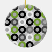 Cute groene zwart-witstippen vectorpatroon keramisch ornament (Achterkant)