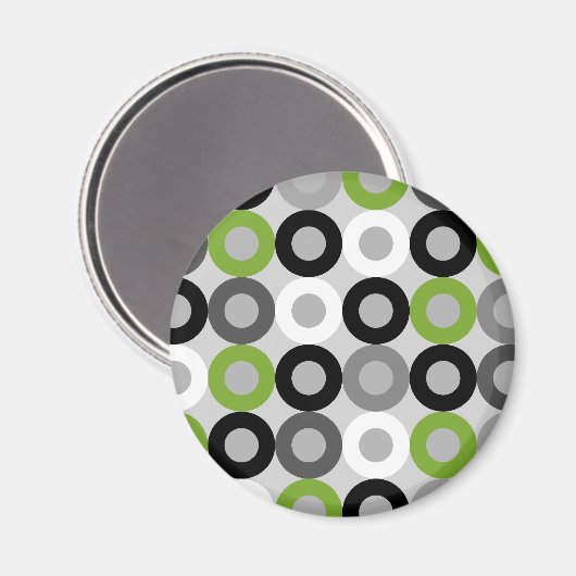 Cute groene zwart-witstippen vectorpatroon magneet (Voorkant / Achterkant)