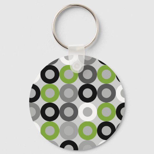 Cute groene zwart-witstippen vectorpatroon sleutelhanger (Voorkant)