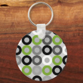 Cute groene zwart-witstippen vectorpatroon sleutelhanger (Voorkant)