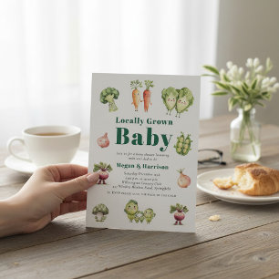 Cute Groente Baby Shower Uitnodiging met QR RSVP