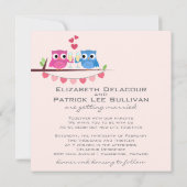 Cute Groom Owl and Bride Owl Wedding Invitation Kaart (Achterkant)