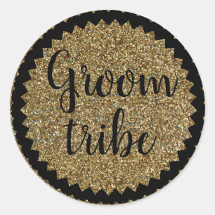 Cute Groom Tribe Gold GlitterClassic Round Sticker