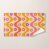 Cute Groovy bloemen patroon op retrogolven Bad Handdoek (Handdoek)