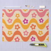 Cute Groovy bloemen patroon op retrogolven Tissuepapier (Craft)