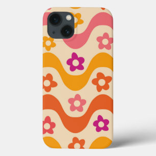 Cute Groovy bloemenpatroon op retro golven   Case-Mate iPhone Case