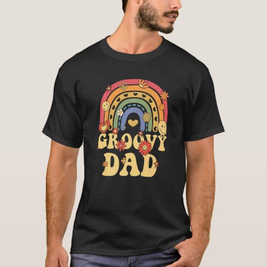 Cute Groovy Dad Retro Groovy Rainbow T-shirt (Voorkant)
