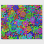 Cute Groovy Flowers Garden Cadeaupapier (Vlak)