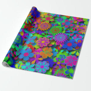 Cute Groovy Flowers Garden Cadeaupapier