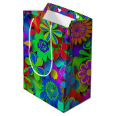 Cute Groovy Flowers Garden Medium Cadeauzakje (Achterkant Gekanteld)