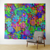 Cute Groovy Flowers Garden Wandkleed (In Situ (horizontaal))