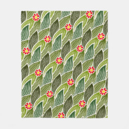 Cute Groovy Hippie Red Green Daisy Floral Pattern Fleece Deken