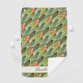 Cute Groovy Hippie Red Green Daisy Floral Pattern Golfhanddoek (Insitu)