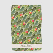 Cute Groovy Hippie Red Green Daisy Floral Pattern Golfhanddoek (Voorkant)