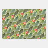 Cute Groovy Hippie Red Green Daisy Floral Pattern Inpakpapier Vel (Voorkant 3)