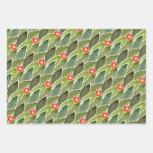 Cute Groovy Hippie Red Green Daisy Floral Pattern Inpakpapier Vel (Voorkant)