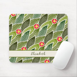 Cute Groovy Hippie Red Green Daisy Floral Pattern Muismat