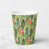 Cute Groovy Hippie Red Green Daisy Floral Pattern Papieren Bekers (Achterkant)