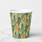 Cute Groovy Hippie Red Green Daisy Floral Pattern Papieren Bekers (Voorkant)