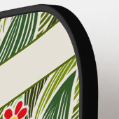 Cute Groovy Hippie Red Green Daisy Floral Pattern Pickleball Paddle (Links Detail)