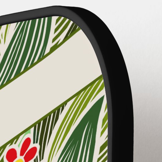 Cute Groovy Hippie Red Green Daisy Floral Pattern Pickleball Paddle (Links Detail)