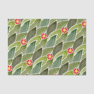 Cute Groovy Hippie Red Green Daisy Floral Pattern Tissuepapier