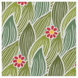 Cute Groovy Hippie Rode Groene Madeliefjes Bloemmo Stof