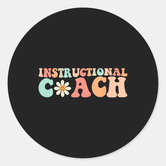 Cute Groovy Instructional Coach Crew Retro Terug n Ronde Sticker (Voorkant)