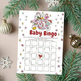 Cute Groovy Kerst Baby Shower Bingo Spel Kaart