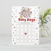 Cute Groovy Kerst Baby Shower Bingo Spellen Kaart (Staand voorkant)