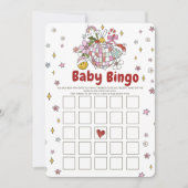 Cute Groovy Kerst Baby Shower Bingo Spellen Kaart (Voorkant)