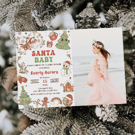 Cute Groovy Kerstman Kerst Baby Shower Foto Kaart