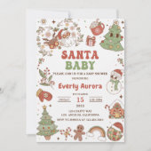 Cute Groovy Kerstman Kerst Baby Shower Kaart (Voorkant)