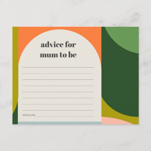 Cute Groovy Retro Arch Advice voor moeder Baby sho Informatiekaartje (Voorkant)