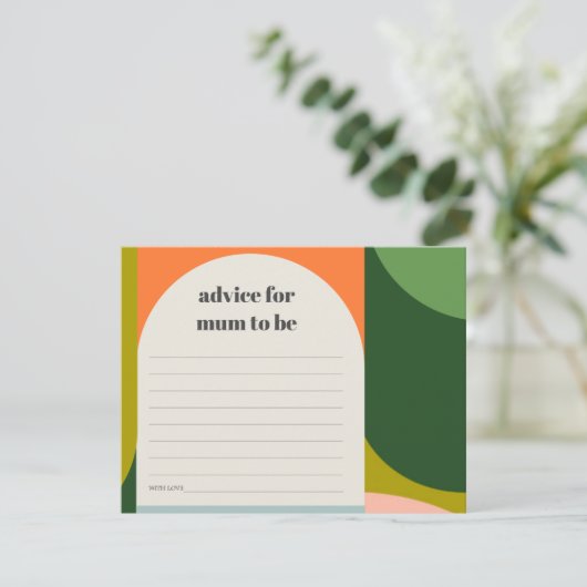 Cute Groovy Retro Arch Advice voor moeder Baby sho Informatiekaartje (Staand voorkant)