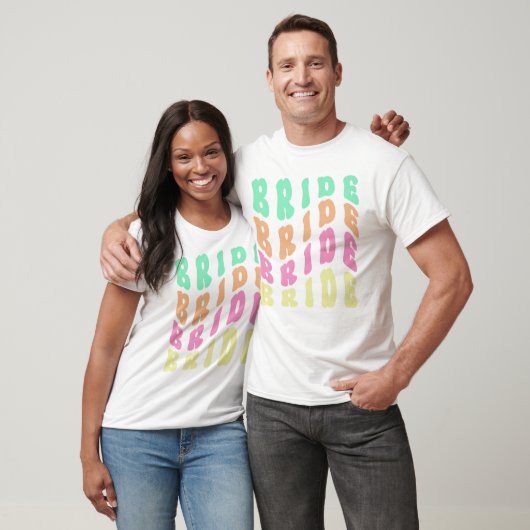 Cute Groovy Retro Bachelorette Party Bride T-shirt (Unisex)