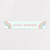 Cute Groovy Retro Colorful Custom Name Waterproof Labels (Design 1)