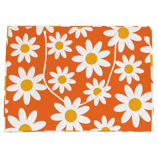 Cute Groovy Retro Daisy Groot Cadeauzakje (Voorkant)