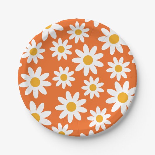 Cute Groovy Retro Daisy Paper Borden Papieren Bordje (Voorkant)