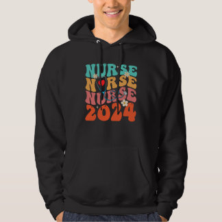 Cute Groovy Stethoscope Nurse Life Nursing Nurse W Hoodie